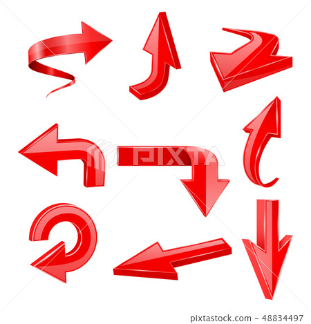 Red set arrows. 3d shiny icons 48834497