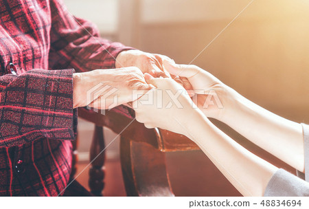 Elderly care granddaughter girl lifestyle mother care day care old woman healthcare 48834694