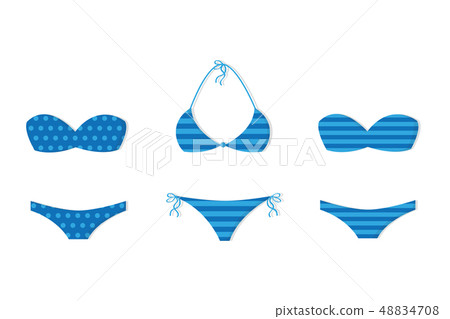 three blue bikinis with different patterns three blue bikinis with different patterns 48834708