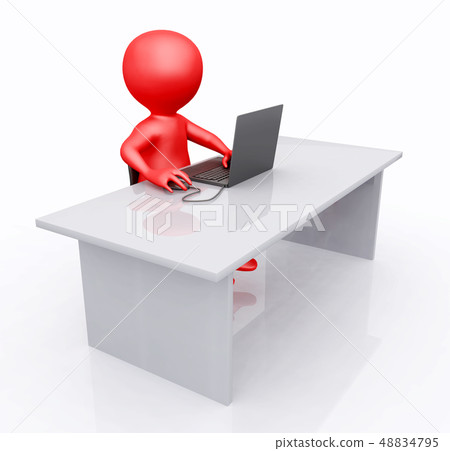 Office workplace with 3D figure 48834795