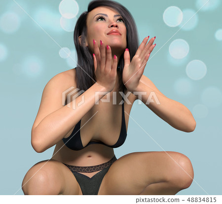 Beautiful woman posing in sexy lingerie 48834815