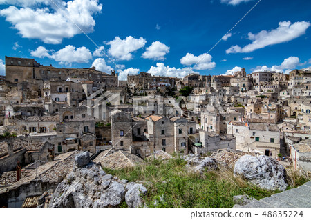 Sunny summer day street view of Matera, Italy Sunny summer day street view of Matera, Italy 48835224