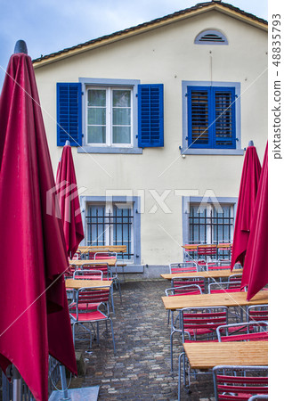 Tables near the cafe in Zurich. Street Cafe Tables near the cafe in Zurich. Street Cafe 48835793