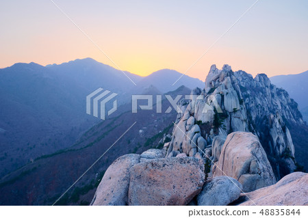 View from Ulsanbawi rock peak on sunset. Seoraksan National Park, South Corea 48835844