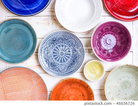 Set of different empty plates 48836726