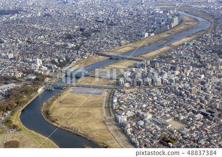 Aerial view around Maruko Bridge on Nakahara Highway 48837384