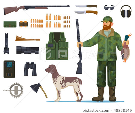 Hunter man with hunting equipment or items 48838149