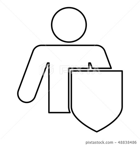 Stick man with shield Protecting personal data Stick man with shield Protecting personal data 48838486