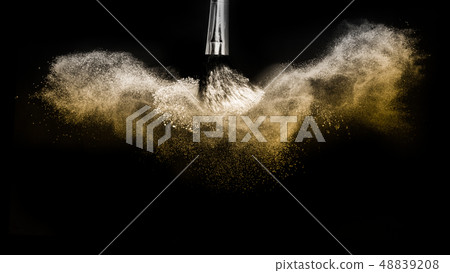 golden powder splash and brush for makeup artist golden powder splash and brush for makeup artist 48839208