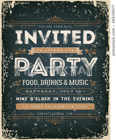 To Invite Sign Vintage Invitation Sign On Chalkboard - Stock Illustration [48839977 ...
