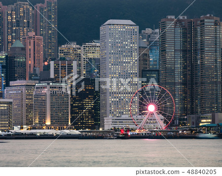 Victoria Harbor Sunset View from Tsim Sha Tsui, Hong Kong 48840205