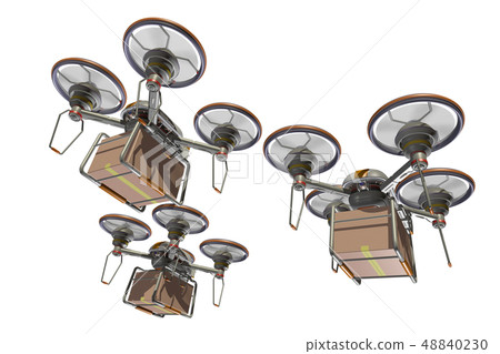 Drone delivery image (formation flight / transparent material version) Drone delivery image (formation flight / transparent material version) 48840230