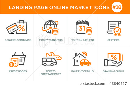 Flat line design concept icons for online shopping - Stock Illustration ...