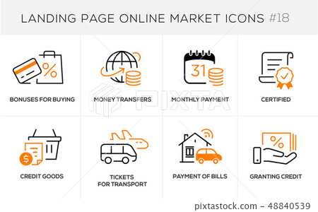Flat line design concept icons for online shopping - Stock Illustration ...