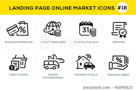 Flat line design concept icons for online shopping - Stock Illustration ...
