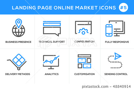 Flat line design concept icons for online shopping - Stock Illustration ...