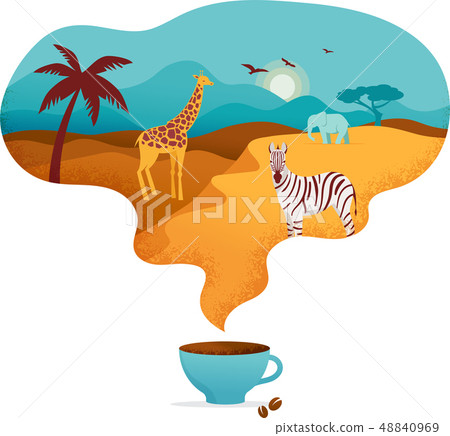 Africa banner, vector illustration of Safari, animals, tribal symbols 48840969