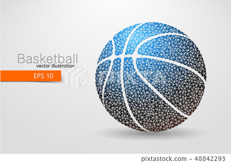 Silhouette of a basketball ball from triangles. Vector illustration 48842293