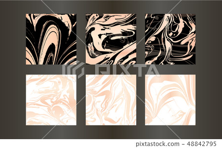 Set of vector elegant black and gold brochure, wedding invitation card, background, cover. Design 48842795