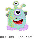 funny monster turquoise alien 48843780