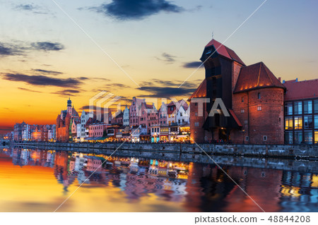 Gdansk sunset above the Motlawa and Zuraw Port Crane, Poland Gdansk sunset above the Motlawa and Zuraw Port Crane, Poland 48844208