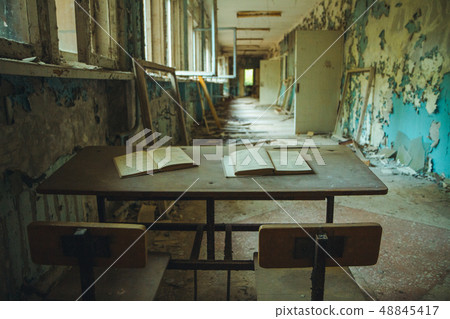 Chornobyl exclusion zone. Radioactive zone in Pripyat city - abandoned ghost town. Chernobyl history 48845417