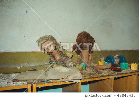 Chornobyl exclusion zone. Radioactive zone in Pripyat city - abandoned ghost town. Chernobyl history Chornobyl exclusion zone. Radioactive zone in Pripyat city - abandoned ghost town. Chernobyl history 48845433