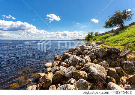 View of the Ladoga lake, boulders and the Oreshek View of the Ladoga lake, boulders and the Oreshek 48845468