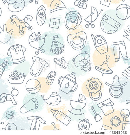 Colorful of seamless pattern of children toys and various children elements in pink. 48845988