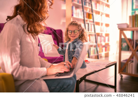 Joyful kid spending weekend with her mommy Joyful kid spending weekend with her mommy 48846241