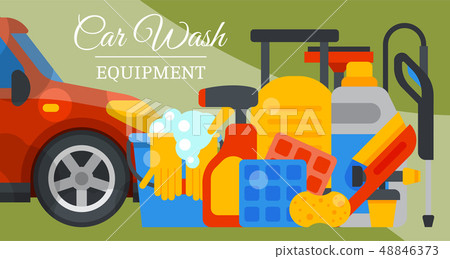 Car wash banner water transport cleaner background vector illustration. Washer car shower washing Car wash banner water transport cleaner background vector illustration. Washer car shower washing 48846373