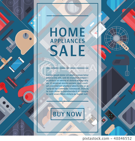 Home Appliances Poster Flat Illustration... - Stock Illustration ...