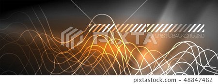 Glowing neon abstract lines, techno futuristic template Glowing neon abstract lines, techno futuristic template 48847482