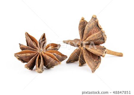 Dry brown star anise fruit isolated on white 48847851