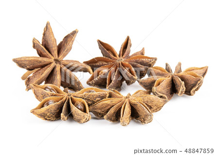 Dry brown star anise fruit isolated on white 48847859