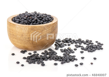 Black lentils beluga isolated on white Black lentils beluga isolated on white 48848007