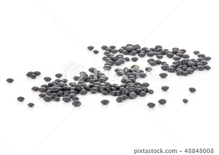 Black lentils beluga isolated on white 48848008