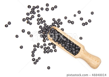 Black lentils beluga isolated on white Black lentils beluga isolated on white 48848014