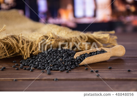 Black lentils beluga with restaurant Black lentils beluga with restaurant 48848056