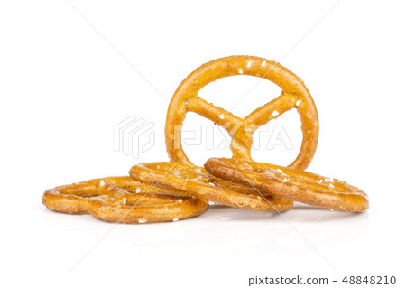 Mini salted pretzels isolated on white 48848210
