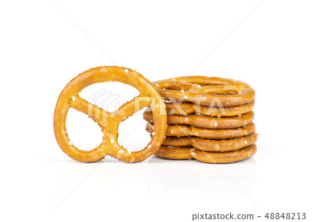 Mini salted pretzels isolated on white Mini salted pretzels isolated on white 48848213