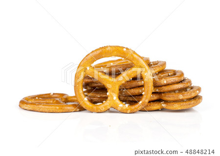 Mini salted pretzels isolated on white Mini salted pretzels isolated on white 48848214