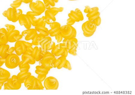 Raw pasta funghetto isolated on white Raw pasta funghetto isolated on white 48848382