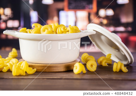 Raw pasta funghetto with restaurant 48848432