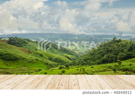 view of mountain landscape and sunlight view of mountain landscape and sunlight 48848912