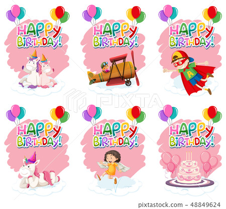 Set of cute birthday icon 48849624