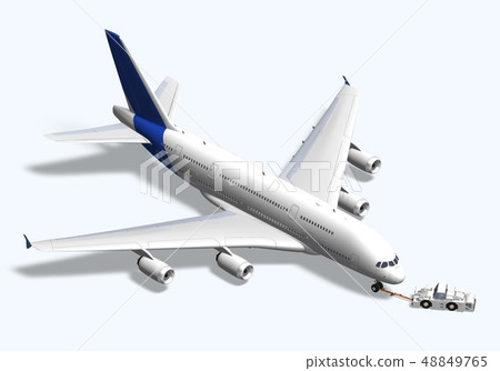 Airliner Airbus 380 & Towing Car 48849765