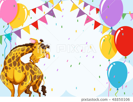 Fun giraffe party scene 48850106