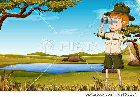 A zookeeper in savana 48850114