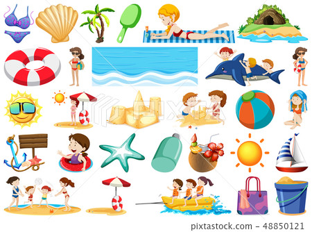 Set of summer beach element Set of summer beach element 48850121
